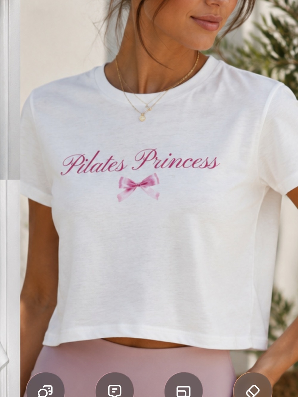 NWT Edikted Pilates Princess Graphic Baby Tee White Pink Bow Coquette Y2K XL